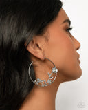 Blooming Benefit - Silver Rose Hoop Earrings Paparazzi