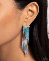 Careless Cascade - Blue Rhinestone Earrings Paparazzi