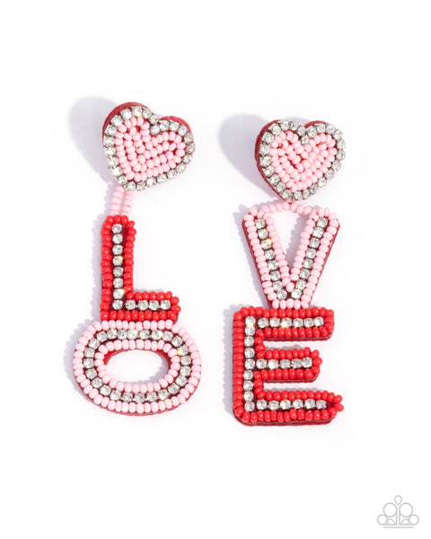 Visible Valentines - Multi (Pink & Red) Love Earrings Paparazzi