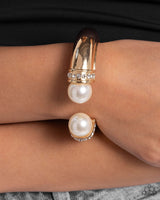 Breathtaking Balance - Gold Cuff Pearl Bracelet Paparazzi