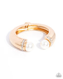 Breathtaking Balance - Gold Cuff Pearl Bracelet Paparazzi