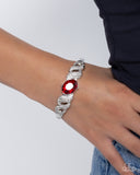 Sentimental Society - Red & White Rhinestone Bracelet Paparazzi