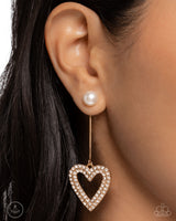 Valentines Vision - Gold Pearl Earrings Paparazzi