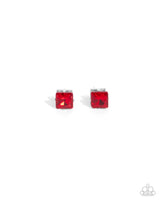 Squared Soprano - Red Stud Earrings Paparazzi