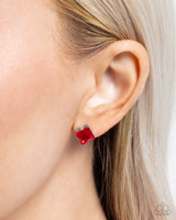 Squared Soprano - Red Stud Earrings Paparazzi