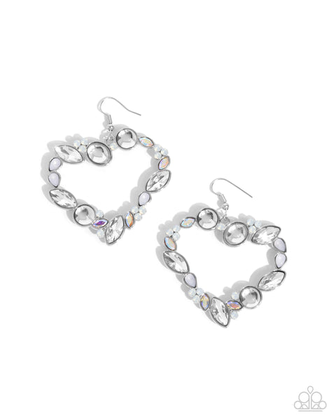 Heart Hierarchy - White Heart Earrings Paparazzi