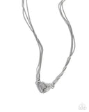 Heartbroken Bling - White Heart Necklace Paparazzi