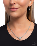 Heartbroken Bling - White Heart Necklace Paparazzi