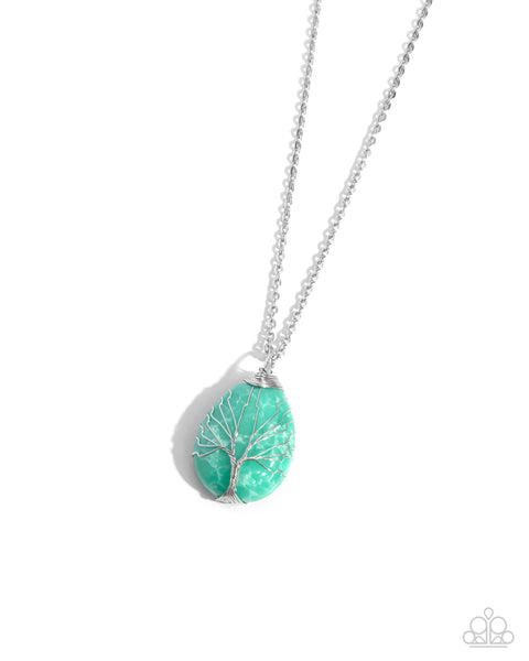 Stony Status - Green Tree/Stone Necklace Paparazzi