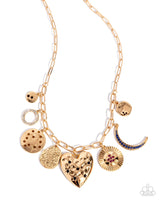 Recognizable Radiance - Multi/ Gold Charm Necklace Paparazzi