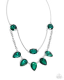 Confident Cascade - Green Necklace Paparazzi