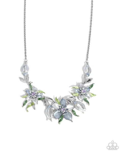 Floral Protocol - Blue Floral Necklace Paparazzi