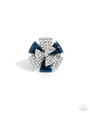 Persuasive Pizzazz - Blue Floral Ring Paparazzi
