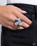 Persuasive Pizzazz - Blue Floral Ring Paparazzi