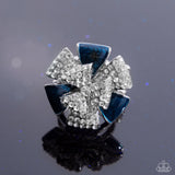 Persuasive Pizzazz - Blue Floral Ring Paparazzi