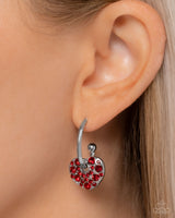 Valentines Valor - Red Heart Rhinestone Earrings Paparazzi