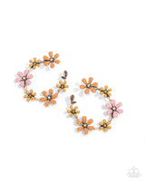 Wreathed Welcome - Gold Tomato Cream, Saffron, and Desert Rose Floral Earrings Paparazzi