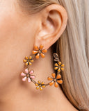 Wreathed Welcome - Gold Tomato Cream, Saffron, and Desert Rose Floral Earrings Paparazzi