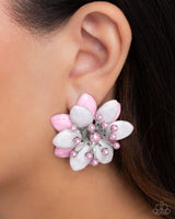 Dimensional Dowry - Pink Floral Earrings Paparazzi