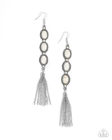 Fringe Fuel - White Stone with Tassel Earrings Paparazzi