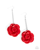 Saccharine Sprig - Red Flower Earrings Paparazzi