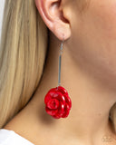 Saccharine Sprig - Red Flower Earrings Paparazzi