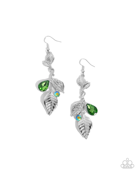 Descending Dazzle - Green Earrings Paparazzi