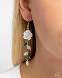 Lattice Lure - White Floral & Pearl Earrings Paparazzi