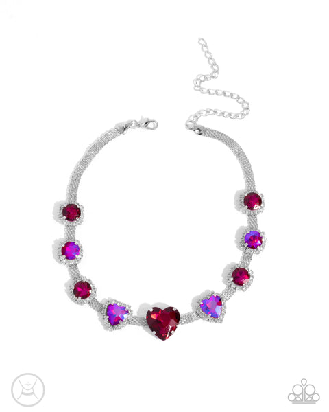 Valentines Vibe - Pink Heart Necklace Paparazzi