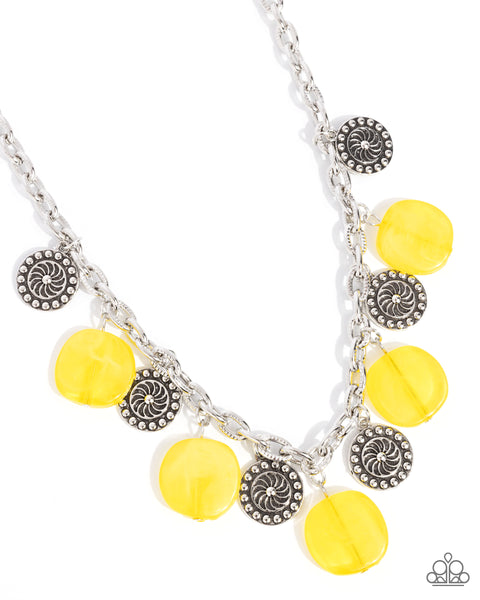 Worthwhile Wheels - Yellow Necklace Paparazzi