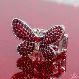 Admirable Ascension - Red Butterfly Rhinestone Ring Paparazzi