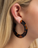 Spotted Scoop - Brown Tortoise Shell Earrings Paparazzi