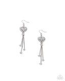 Cascading Character - White Heart Earrings Paparazzi