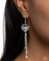 Cascading Character - White Heart Earrings Paparazzi