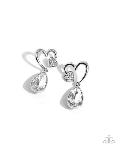 Coupling Up - White Heart Earrings Paparazzi