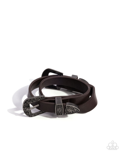 Buckle TOWN - Brown Bracelet Paparazzi