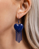 Flirty Fringe - Blue Heart Earrings Paparazzi