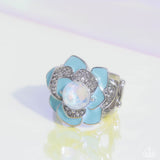 Bridging Bling - Blue Floral Ring Paparazzi