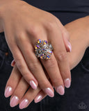 Pronged Panorama - Orange/ Peach Iridescent Rhinestone Ring Paparazzi