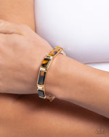 Acrylic Accent - Gold Animal Print Bracelet Paparazzi