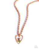 Coming Around - Copper Heart & Floral Necklace Paparazzi