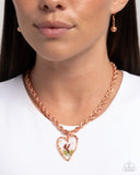 Coming Around - Copper Heart & Floral Necklace Paparazzi