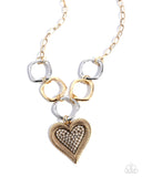 Focused Affection - Gold Heart Necklace Paparazzi