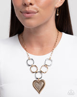 Focused Affection - Gold Heart Necklace Paparazzi