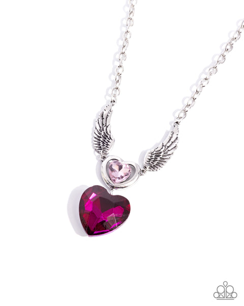 Customer Satisfaction - Pink Heart w/ Wings Necklace Paparazzi