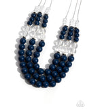 Speckled Statement - Blue & Clear Bead Necklace Paparazzi