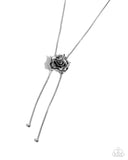 Threaded Tapestry - Silver floral Pendent Necklace Paparazzi