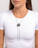 Threaded Tapestry - Silver floral Pendent Necklace Paparazzi