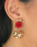 Victorian Value - Red Rose Earrings Paparazzi