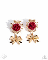 Victorian Value - Red Rose Earrings Paparazzi